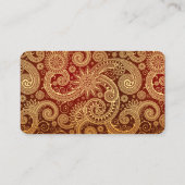 Red and Gold Floral DAMASK Muster Visitenkarte (Rückseite)
