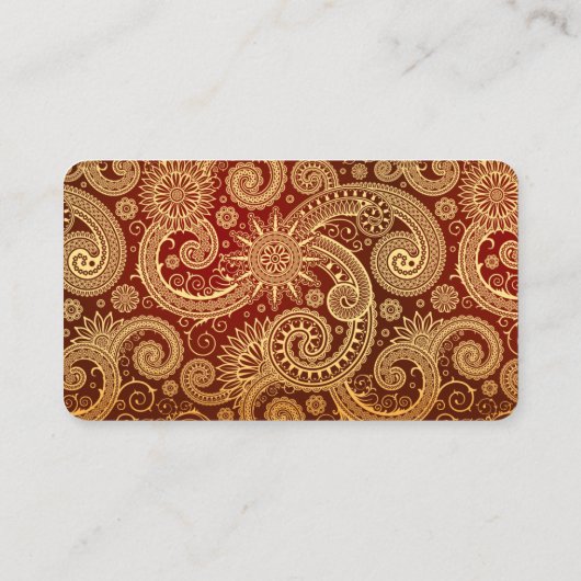 Red and Gold Floral DAMASK Muster Visitenkarte (Rückseite)