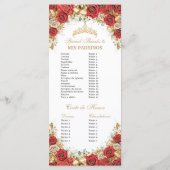 Red and Gold Floral Quinceanera Order of Events Programm (Rückseite)
