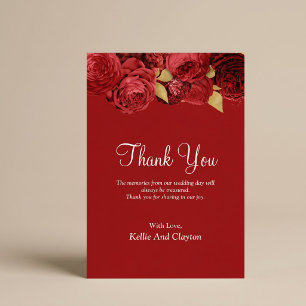 Red and Gold Floral Vielen Dank Karte