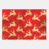 Red and Gold Foil Rentierfestival Geschenkpapier Set (Vorderseite 2)