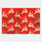 Red and Gold Foil Rentierfestival Geschenkpapier Set (Vorderseite)