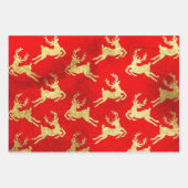 Red and Gold Foil Rentierfestival Geschenkpapier Set (Vorderseite 3)