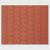 Red and Gold Frohe Weihnachts-Script-Muster Geschenkpapier (Flach)