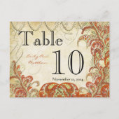 Red and Gold Gatsby Paisley Peacock Tischnummer (Rückseite)