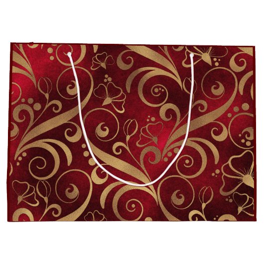 Red and Gold Geschenktasche Große Geschenktüte (Rückseite)