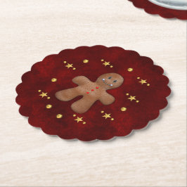 Red and Gold Gingerbrot Mann Niedlich Weihnachten Untersetzer