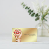 Red and Gold Glam Chic Business Card Visitenkarte (Stehend Vorderseite)