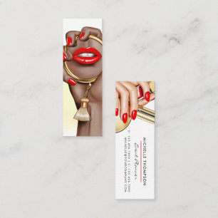 Red and Gold Glam Chic Makeup Artist Business Card Mini Visitenkarte