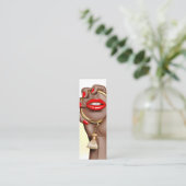 Red and Gold Glam Chic Makeup Artist Business Card Mini Visitenkarte (Stehend Vorderseite)