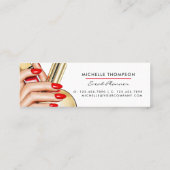 Red and Gold Glam Chic Makeup Artist Business Card Mini Visitenkarte (Rückseite)
