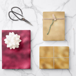Red and Gold Glam Geschenkpapier Set