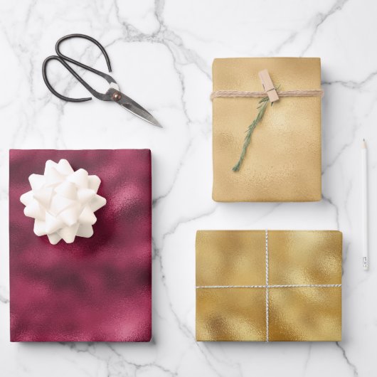 Red and Gold Glam Geschenkpapier Set (Vorderseite)