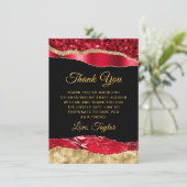 Red and Gold Glam Tars 16 . Geburtstag Dankeskarte (Stehend Vorderseite)