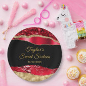 Red and Gold Glam Tars 16 . Geburtstag Pappteller (Party)