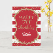 Red and Gold Glitter Confetti 70th Birthday Card Karte (Gelbe Blume)