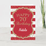 Red and Gold Glitter Confetti 70th Birthday Card Karte<br><div class="desc">Red and Gold Glitter confetti 70th Birthday Card with personalized name. For further customization,  please click the "Customize it" button and use our design tool to modify this template.</div>