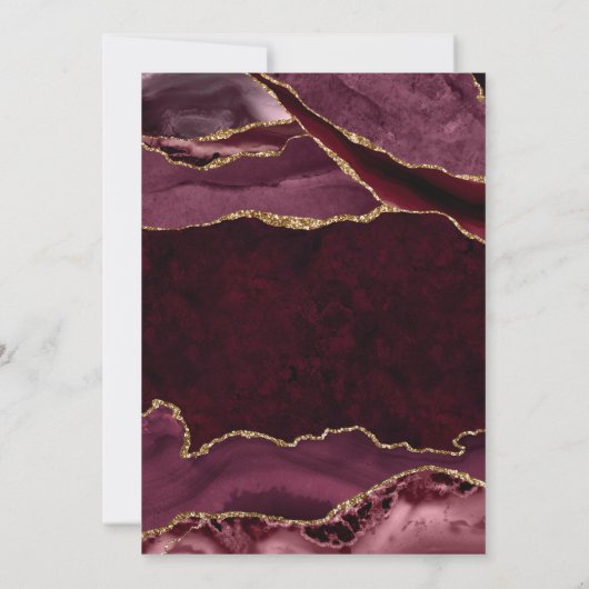 Red and Gold Glitzer Agate Sweet 16 Einladung (Rückseite)