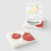 Red and Gold Hanging Weihnachtsschmuck Steinuntersetzer (Seitenansicht)