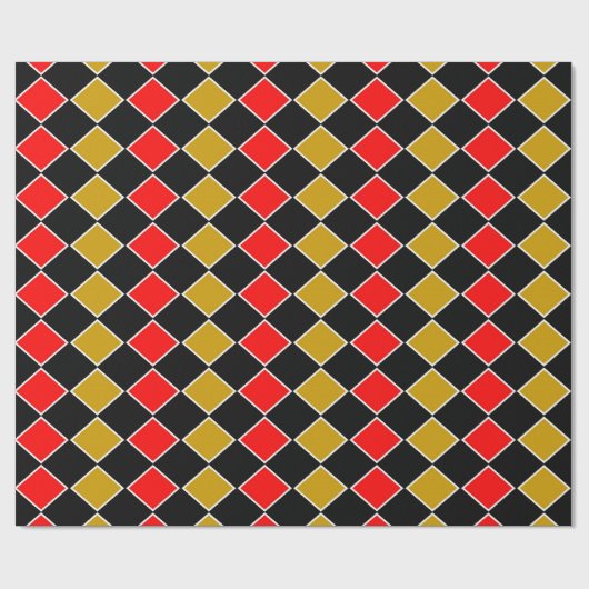 Red and Gold Harlequin Geschenkpapier (Flach)