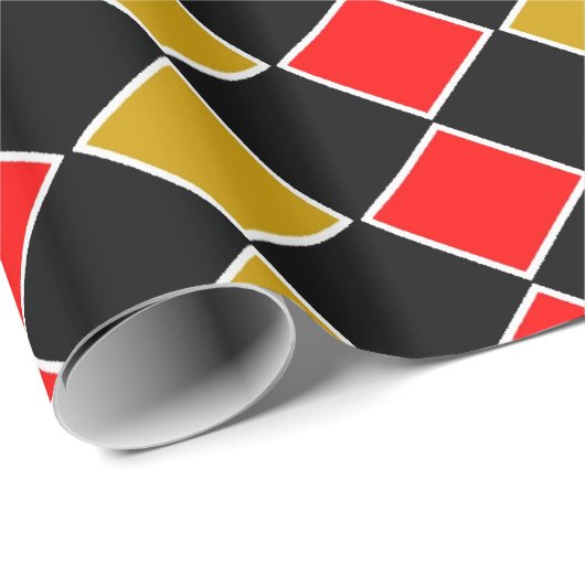 Red and Gold Harlequin Geschenkpapier (Rolleneckpunkt)