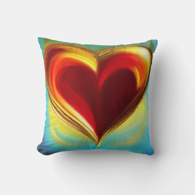 Red and Gold Heart Throw Kissen (Vorderseite)