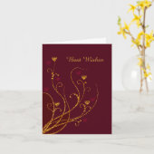 Red and Gold Hearts Wedding Grußkarte Karte (Gelbe Blume)