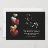 Red and Gold Hearts Wedding Save the Date (Vorderseite)