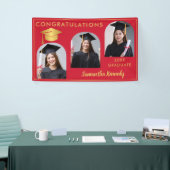 Red and Gold Herzlichen Glückwunsch 3 Foto Abschlu Banner (Messeveranstaltung)