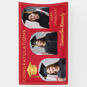 Red and Gold Herzlichen Glückwunsch 3 Foto Abschlu Banner (Vertikal)