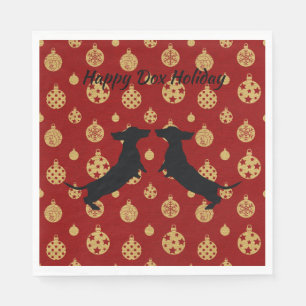 Red and Gold Holiday Dackel Napkins Serviette