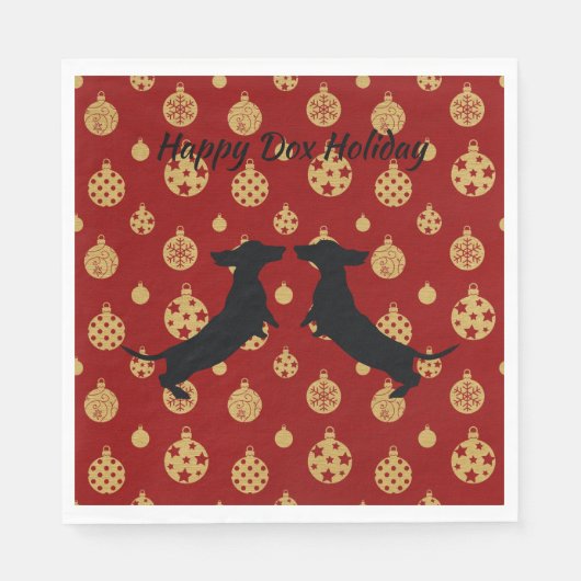 Red and Gold Holiday Dackel Napkins Serviette (Vorderseite)