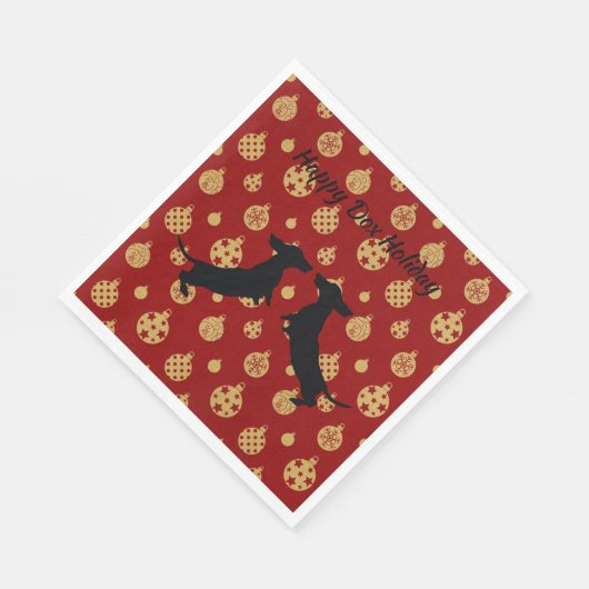 Red and Gold Holiday Dackel Napkins Serviette (Ecke)