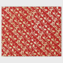 Red and Gold Holly Weihnachtswrapping Paper