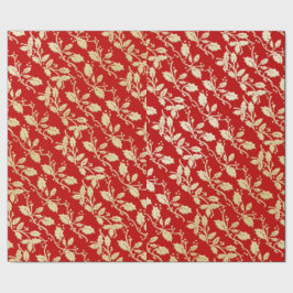 Red and Gold Holly Weihnachtswrapping Paper Geschenkpapier