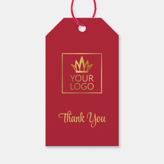Red and Gold Ihr Logo Vielen Dank Geschenkanhänger (Vorderseite)