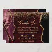 Red and Gold Imitate Glitzer Marble Agate Wedding Dankeskarte (Vorne/Hinten)