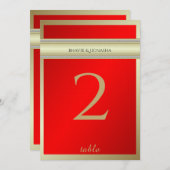 Red and Gold Indian Damask Tischnummer (Vorne/Hinten)