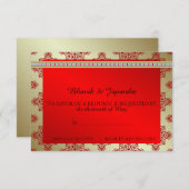 Red and Gold Indian Damask Wedding Response Card RSVP Karte (Vorne/Hinten)