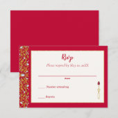 Red and Gold Indian Hindu Verziert Wedding RSVP Karte (Vorne/Hinten)