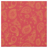 Red and Gold Indian Saree Paisley Pattern Stoff (Nahaufnahme)