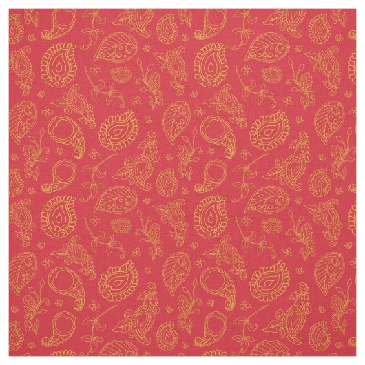 Red and Gold Indian Saree Paisley Pattern Stoff (Muster)