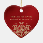 Red and Gold Indian Style Wedding Party Gefallen Keramik Ornament (Hinten)