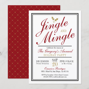 Red and Gold Jingle and Mingle - Christmas Holiday Einladung