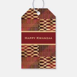 Red and Gold Kente 'Happy Kwanzaa' Geschenkanhänger