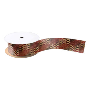 Red and Gold Kente Print Satinband