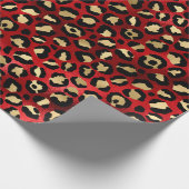 Red and Gold Leopard Print Geschenkpapier (Ecke)