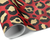 Red and Gold Leopard Print Geschenkpapier (Rolleneckpunkt)