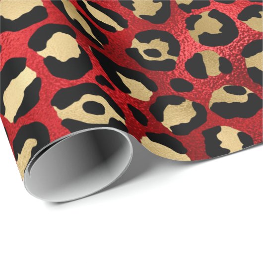Red and Gold Leopard Print Geschenkpapier (Rolleneckpunkt)