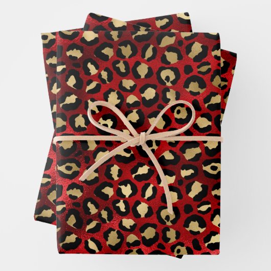 Red and Gold Leopard Print Geschenkpapier Set (Beispiel)